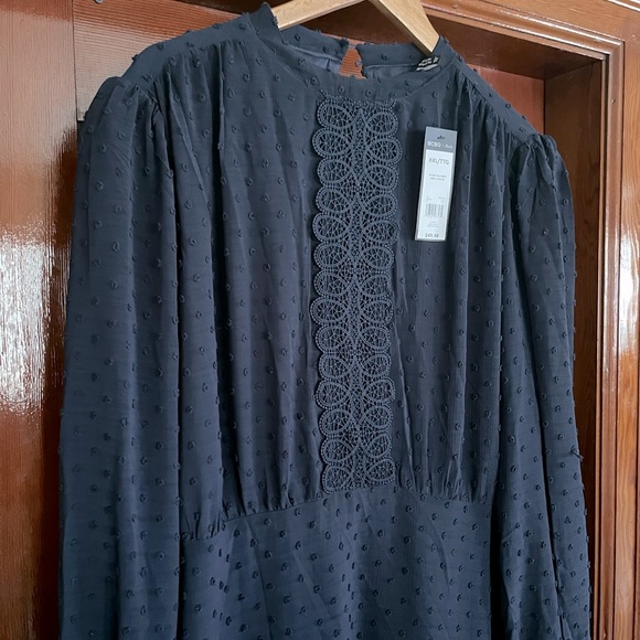 ๐ BCBG Paris Navy/Blue Boho Dress, Size XXL, sheer sleeves & pretty detailing - Picture 4 of 11